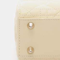 Pre Owned Christian Dior Dior Lady Small Cannage Handbag Leather Yellow