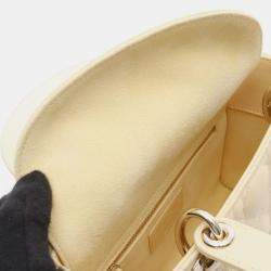 Pre Owned Christian Dior Dior Lady Small Cannage Handbag Leather Yellow