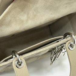 Pre Owned Christian Dior Dior Lady Cannage 2Way Shoulder Bag Handbag Leather Beige