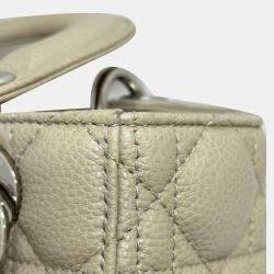 Pre Owned Christian Dior Dior Lady Cannage 2Way Shoulder Bag Handbag Leather Beige