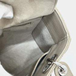 Pre Owned Christian Dior Dior Lady Cannage 2Way Shoulder Bag Handbag Leather Beige