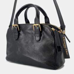 مملوكة مسبقًا حقيبة يد كريستيان ديور غراند تور جلد عجل مجعد أسود