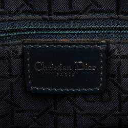 Pre Owned Dior Blue Large Denim Cannage Acrylic Handles Lady Dior