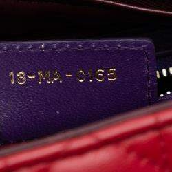 Pre Owned Dior Red Medium Tricolor Lambskin Cannage Lady Dior