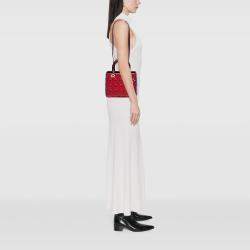 Pre Owned Dior Red Medium Tricolor Lambskin Cannage Lady Dior