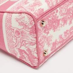 Pre Owned حقيبة يد ديور ليدي دي-لايت توال دو جوي مطرزة قماش وردي/أبيض متوسطة