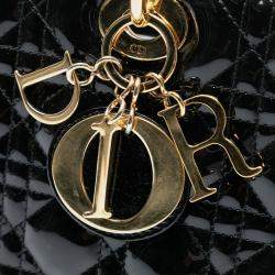 مملوكة مسبقًا Dior Black Large Patent Cannage Lady Dior