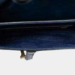 Pre Owned حقيبة سرج ديور جلد عجل أزرق سلس