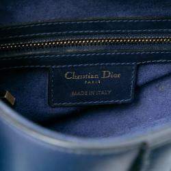 Pre Owned حقيبة سرج ديور جلد عجل أزرق سلس