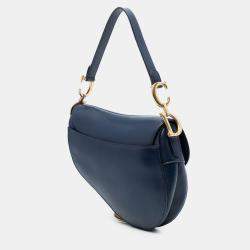 Pre Owned حقيبة سرج ديور جلد عجل أزرق سلس