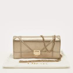 مملوكة مسبقًا Dior Diorama Gold Leather Wallet On Chain