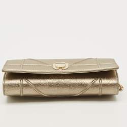مملوكة مسبقًا Dior Diorama Gold Leather Wallet On Chain