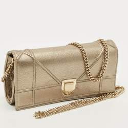 مملوكة مسبقًا Dior Diorama Gold Leather Wallet On Chain