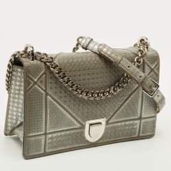 Pre Owned حقيبة كتف ديور ديوراما متوسطة جلد رمادي