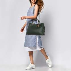 Pre Owned حقيبة شوبَر جلد أخضر داكن كبيرة ديور ديوريسيمو