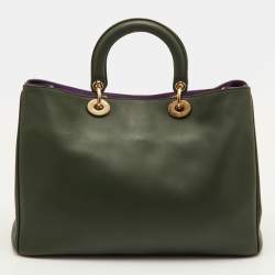 Pre Owned حقيبة شوبَر جلد أخضر داكن كبيرة ديور ديوريسيمو