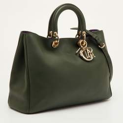 Pre Owned حقيبة شوبَر جلد أخضر داكن كبيرة ديور ديوريسيمو