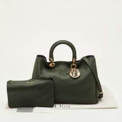 Pre Owned حقيبة شوبَر جلد أخضر داكن كبيرة ديور ديوريسيمو