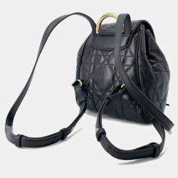 مملوكة مسبقًا حقيبة ظهر ديور كارور كبير بحياكة واسعة من جلد الضأن سوداء