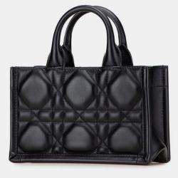 مملوكة مسبقًا Christian Dior Dior Macrocannage Book Tote Mini Handbag/Shoulder Bag Black Leather