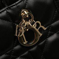مملوكة مسبقًا Christian Dior Dior Macrocannage Book Tote Mini Handbag/Shoulder Bag Black Leather