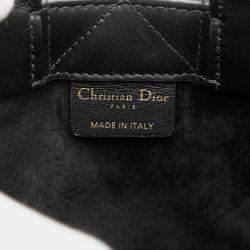 مملوكة مسبقًا Christian Dior Dior Macrocannage Book Tote Mini Handbag/Shoulder Bag Black Leather