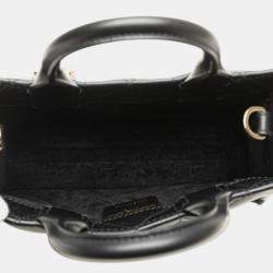 مملوكة مسبقًا Christian Dior Dior Macrocannage Book Tote Mini Handbag/Shoulder Bag Black Leather