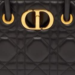 مملوكة مسبقًا حقيبة يد ديور سانت أونوريه متوسطة جلد كاناج أسود