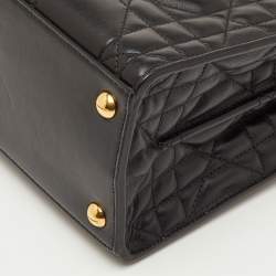 مملوكة مسبقًا حقيبة يد ديور سانت أونوريه متوسطة جلد كاناج أسود