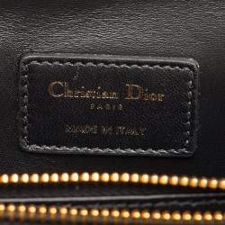 مملوكة مسبقًا حقيبة يد ديور سانت أونوريه متوسطة جلد كاناج أسود