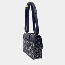 Pre Owned حقيبة ديور 30 مونتاين قماش أوبليك أزرق بيج