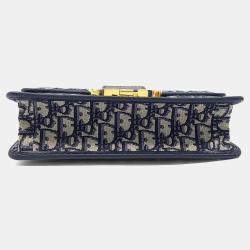 Pre Owned حقيبة ديور 30 مونتاين قماش أوبليك أزرق بيج