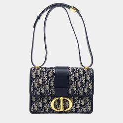 Pre Owned حقيبة ديور 30 مونتاين قماش أوبليك أزرق بيج