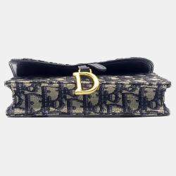 مملوكة مسبقًا حقيبة حزام ديور السرج قماش أزرق كحلي أوبليك