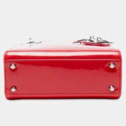 مملوكة مسبقًا حقيبة ديور "ليدي ديور" صغيرة لامعة حمراء