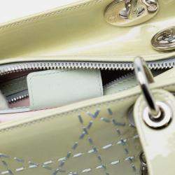 Pre Owned Dior Green Medium Ombre Patent Cannage Lady Dior