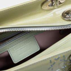 Pre Owned Dior Green Medium Ombre Patent Cannage Lady Dior