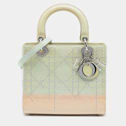 Pre Owned Dior Green Medium Ombre Patent Cannage Lady Dior