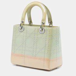 Pre Owned Dior Green Medium Ombre Patent Cannage Lady Dior