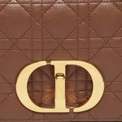 Pre Owned Dior Caro Small Brown Cannage Leather Shoulder Bag