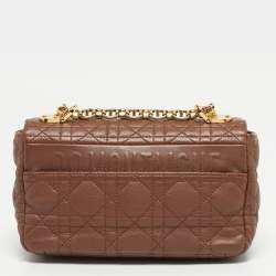 Pre Owned Dior Caro Small Brown Cannage Leather Shoulder Bag