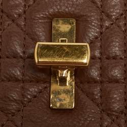 Pre Owned Dior Caro Small Brown Cannage Leather Shoulder Bag