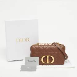 Pre Owned Dior Caro Small Brown Cannage Leather Shoulder Bag