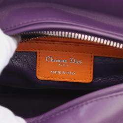 Pre Owned Dior Lady Dior Tricolour Leather Top Handle Bag