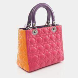 Pre Owned Dior Lady Dior Tricolour Leather Top Handle Bag