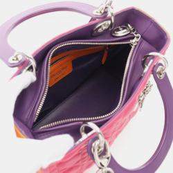 Pre Owned Dior Lady Dior Tricolour Leather Top Handle Bag