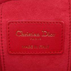 Pre Owned Dior Lady Dior Micro Cannage Red Leather Vanity Shoulder Bag