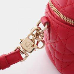 Pre Owned Dior Lady Dior Micro Cannage Red Leather Vanity Shoulder Bag