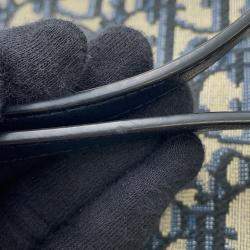 Pre Owned حقيبة كتف ديور أوبليك 30مونتانغ بوكس قماش بيج/كحلي