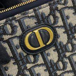 Pre Owned حقيبة كتف ديور أوبليك 30مونتانغ بوكس قماش بيج/كحلي